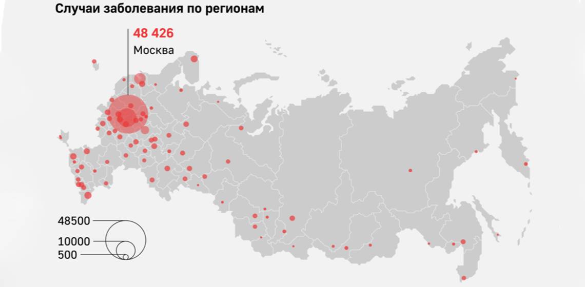 Карта заболеваний коронавирусом в России
