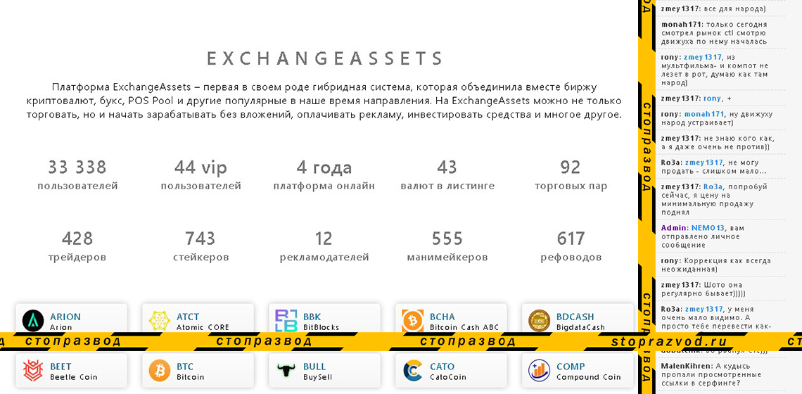 Характеристика работы Exchange Assets