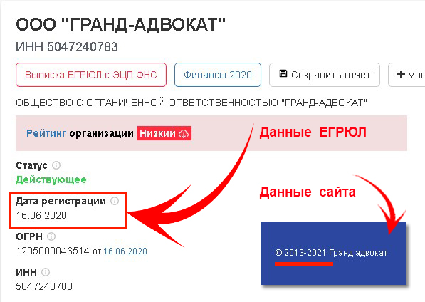 Гранд Адвокат_дата регистрации